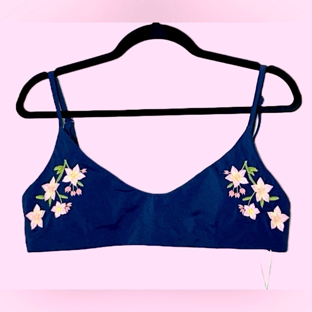 NWT Andie X Fanm Mon Embroidered Floral Molokai Bikini Top, Multicolored, XL